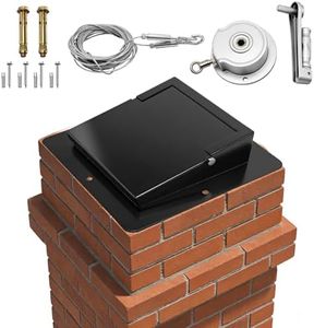 13"x13" Top Mount Chimney Damper with Hand Crank Controller, Thickened Galvanized Steel Fireplace Damper for Wood Burning Masonry Fireplaces, Fully Enclosed Sealing, Energy Efficient & Weatherproof
