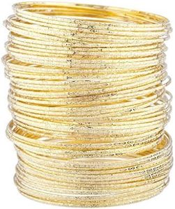 Lux Accessories Women's Girl's Goldtone Textured?Multiple Bangle Bracelet Set