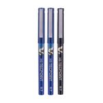 Pilot Hi-Tecpoint V7 0.7mm Fine Point Pure Liquid Ink Roller Ball Pen | Pack Of 3 (2 Blue + 1 Black)