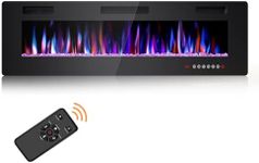 Joy Pebble 60 inch Electric Fireplace Inserts, in-Wall Recessed and Wall Mounted 750/1500W Fireplace Heater, Touch Screen, Remote Control with Timer, Adjustable Flame Color and Speed