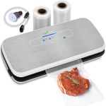 Vacuum Sealer By NutriChef | Automatic Vacuum Air Sealing System For Food Preservation w/Starter Kit | Compact Design | Lab Tested | Dry & Moist Food Modes | Led Indicator Lights (Silver)