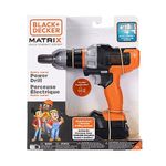 Black+Decker Matrix Jr. Power Drill Kids Tools Play Toy with Forward & Reverse Drilling Action