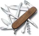 Victorinox Huntsman Wood Swiss Army Knife, Medium, Camping Pocket Knives, Multi Tool, 13 Functions, Large Blade, Saw, Wood