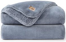 UGG Whitecap Plush Throw Blanket Fleece Lightweight Soft Cozy Throw for Couch or Bed Luxury Home Decor for Living Room Machine Washable Hypoallergenic Flannel Blankets, 127 x 177-cm, Denim Blue