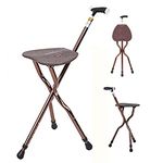 Heavy Duty Walking Cane Stick for Men, with Folding Seat 400 lbs Capacity Adjustable Canes with Seats for Heavy Weight Thick Aluminum Alloy Cane Stool Seat Chairs