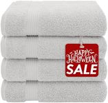 American Veteran Towel, 100% Cotton Turkish Bath Towels for Bathroom 4 Pack Clearance Prime, 27x54 Extra Large Premium Soft Drying Bathroom Towels, Silver Gray