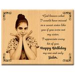 GFTBX Personalised Engraved Wooden Frame for Sister on her Birthday (12x9in, Wood),Tabletop Rectangular