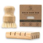 Zero Waste MVMT Dish Washing Bundle Kit | Eco-Friendly Solid Dish Soap Bar, Cedar Tray, Bamboo Pot Brush | Organic, Vegan, Non-Toxic Dish Soap | 3pc. Set