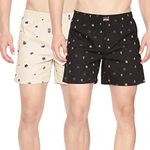 Pepe Jeans Premium Cotton Men Regular Fit Boxers | Ultra-Comfort Natural Fiber Printed Boxer Shorts with Elastic Waistband, Side Pockets - S
