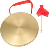 15cm/5.9inch Gong with Mallet Brass Copper Hand Gong Cymbals Portable Brass Tam Tam Gong Brass Traditional Chinese Percussion Instruments with Round Playing Hammer Orchestra Church Opera