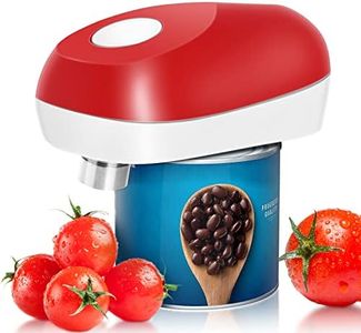 Electric Can Opener, No Sharp Edge Can Opener, Open Your Cans with A Simple Push of Button, Food-Safe and Battery Operated Can Opener, Kitchen Gifts for Arthritis and Seniors (Red)