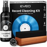 EVEO Vinyl Record Cleaning Kit - 4in1 Vinyl Record Cleaner Kit for Vinyl Records Albums. Vinyl Cleaner Includes XL Record Brush, Cleaning Liquid (4oz), Duster & Stylus Cleaning Gel - Archival Standard