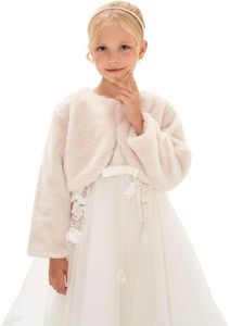 Abbyabbie.Li Girl Cozy Faux Fur Bolero Shrug Accessories Princess Cape Flower Girl Dress Coat Beige