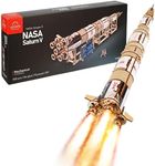 UGEARS NASA Saturn V 3D Wooden Puzzles for Adults - Wooden Model Kits for Adults Model Rocket Full Kit Space Shuttle Model Aerospace Engineering Gifts Brain Teaser, Hobby Set