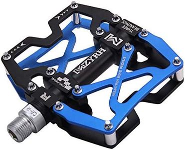 MZYRH Mountain Bike Pedals, Ultra Strong Colorful CNC Machined 9/16" Cycling Sealed 3 Bearing Pedals (Blue Black Black)