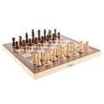 GAURANSH KRAFTS Wooden Folding Chess Board, Educational Travel Chess Set with Wooden Chess Coins for Kids and Adults, Indoor/Outdoor (14x14 inch)