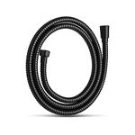 OFFO Shower Hose, 1.2m Kink Free Stainless Steel Shower Hose Attachment Electroplating Handheld Shower Head Hose Flex Hoses Extension with Brass Insert & Nut for Pet Bathing Cleaning, Matte Black