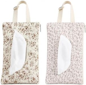 Portable Quilted Baby Wipe Holder, Floral Wipes Pouch for Stroller, Diaper Bag and Travel