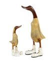 Deco 79 Bamboo Duck Sculpture, Set of 2 17", 11" H, Brown