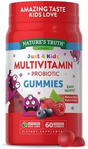 Nature's Truth Kids Multivitamin Gummies with Probiotics | 60 count | Vegetarian, Non-GMO, Gluten Free Supplement | Vitamin C, D3 & Zinc | Berry Punch Flavor