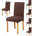 Styleys Jacquard Chair Cover Stretch Removable Washable Dining Chair Cover Protector Seat Slipcover (Pack of 6, Chocolate, JDMC7)