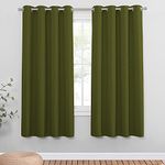 PONY DANCE Heavy-duty Thermal Curtains - Functional Blackout Curtains for Bedroom Eyelet Top Sunlight Blocking Window Treatment for Home Fashion, 2 Panels, 55" Wide x 69" Long, Olive Green