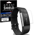 TECHGEAR [4 Pack] Screen Protectors to fit Fitbit Charge 2 [ghostSHIELD Edition] Genuine Reinforced Flexible TPU Screen Protector Guard Covers Full Screen Coverage inc Curved Screen