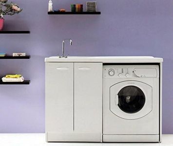 Yellowshop - Mobile Lavatoio Lavapanni Lavanderia Con Coprilavatrice Lavatrice Ad 1 Anta o 2 Ante Bagno In Legno Mobile Lavabo Varie Misure (Cm L.124 x P.60 x H.87 Versione Dx)