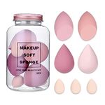 COSCANA®, 7 Pcs Makeup Sponge Set, Foundation Blending Beauty Sponge, Flawless for Liquid Powders and Creams, (Pink)