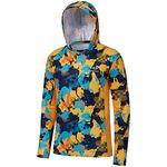 BASSDASH Men’s UPF 50+ Fishing Hiking Camo Hoodie Shirt with Face Mask Lightweight Neck Gaiter Long Sleeve, Yellow/Blue Camo Without Neck Gaiter, Large