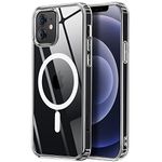 Yzoiko Magnetic Crystal Clear for iPhone 12 & 12 Pro Case [Strong Magnets][Never Yellow][MIL-Grade Drop Tested] Compatible with MagSafe Protective Slim Cover 6.1'',Clear