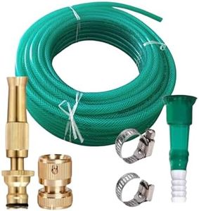 RedHerring Heavy Duty Expandable Garden Hose Flexible Water Pipe with Double Latex Core Brass Nozzle Water Spray Gun Braided Outer Layer Small No Kink Hose (Florescent green) (15 Meter)