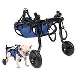 Dog Cart Adjustable 2-Wheel, Small Pets Wheelchair for Back Legs, Rehabilitation Training Aid Trolley, Assist Hind Legs Walking Wheel Chair Hip Support Leg Brace Lightweight Wheelchair-X-Small