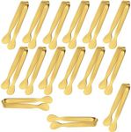 15Pcs Sugar Tongs, BetterJonny 11cm Mini Stainless Steel Ice Tongs Gold Small Serving Tongs Kitchen Tiny Tongs for Appetizers,Tea Party, Coffee Bar, Desserts