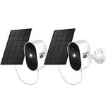 aosu 2-Pack 2K Security Camera Wireless Outdoor, Solar Powered Security Camera with Spotlight, Siren, Motion Detection, Full Color Night Vision, 2-Way Audio, IP66, Compatible with Alexa, 2.4GHz WiFi