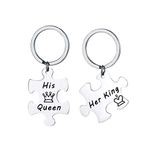 Uloveido 2 Pieces His Queen and Her King Couples Keychain Anniversary Keyring for Girlfriend and Boyfriend Wife Husband Y652