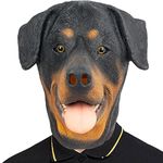 PartyHop Rottweiler Mask Dog Head Animal Latex Full Head Realistic Masks Fancy Dress for Halloween Carnival Costume Party