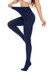 DUCMODA Women's 80 Denier Soft Opaque Solid Color Footed Pantyhose-X-S-Navy Blue