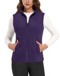 MAGCOMSEN Vest Jackets for Women Polar Fleece Outerwear Full Zip Athletic Vest Lightweight Winter Dark Purple XL