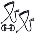 HYS Black Acoustic Tube Replacement Surveillance Acoustic Coil Tube Earbud Audio Kit with 1 Pair Medium Earmold for Two-Way Radio Headset/Earpiece