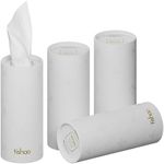 tishoo Hyaluronic Acid-infused 4-ply Ultra Luxury Tissues | for Car Cup Holders, Home & Travel | 4 Reusable tubes in Plastic-free packaging | White/Pure