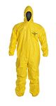 Tychem QC Chemical Protection Coveralls With Hood By Dupont, Sizes Medium To 4XL, Yellow, XX-Large