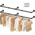 Greenstell Wall Mounted Garment Rack, 69.5" Hanging Clothes Rail, Space-Saving Heavy Duty Garment Bar, Multi-Function Wall Mounted Tidy Rack for Bedroom, Living room, Kitchen,2 pack