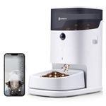 PETGUGU Automatic Cat Feeder with Timer, Smart Cat Feeder with APP Control & Video Voice Interaction, Cat Food Dispenser with Removable Ceramic Cat Bowls, Ideal for Cats, Small Dogs, and Multiple Pets