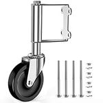 Ronlap Gate Wheel, Spring Loaded Gate Caster for Fence Wooden Gate, Heavy Duty Rubber Gate Castor, with Universal Mount Plate, 100 KG Capacity, 4-Inch, Silver