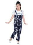 Naughty Ninos Girl's Cotton Pinafore Floor Length Casual Dress (NN00802DRS_Navy Blue_11 Years-12 Years)