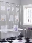 Zenna Home Waterproof PEVA Shower Curtain or Shower Liner with 9 Mesh Storage Pockets, 70" x 72", Bathroom Organizer, Clear