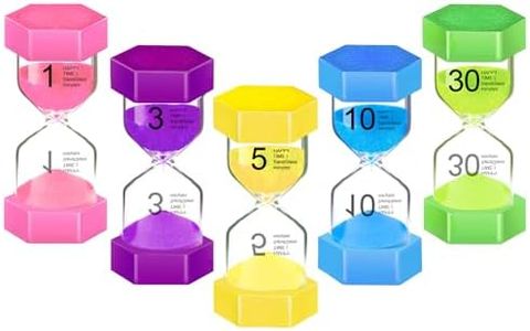 BEYAOBN 5 Piezas Relojes de Arena Colorido Reloj de Arena Juego de Reloj de Arena, Mini Reloj de Cocina Temporizador de Arena Hourglass Kit 1/3/5/10/30 Minutos para Decoración de Oficina Aula