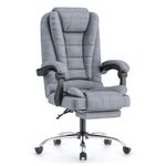 rattantree Executive Office Chair with High Back Large Seat with Footrest, Durable Ergonomic Recliner Computer Chair, Fabric Gaming Chair with Tilt Function, Desk Chair for Office and Home, Grey