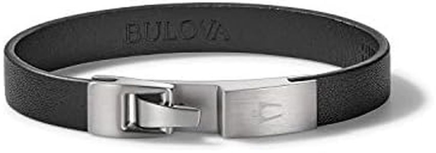 Bulova Jewelry Men's Classic Leather Strap Bracelet, Medium, Leather